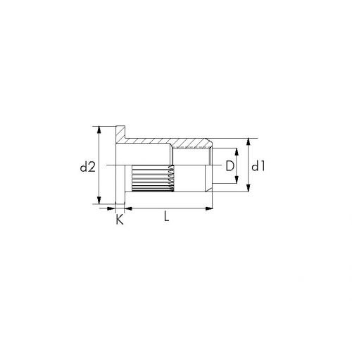 TUERCA REMACHABLE INOX BRALO RANURADA ANCHA